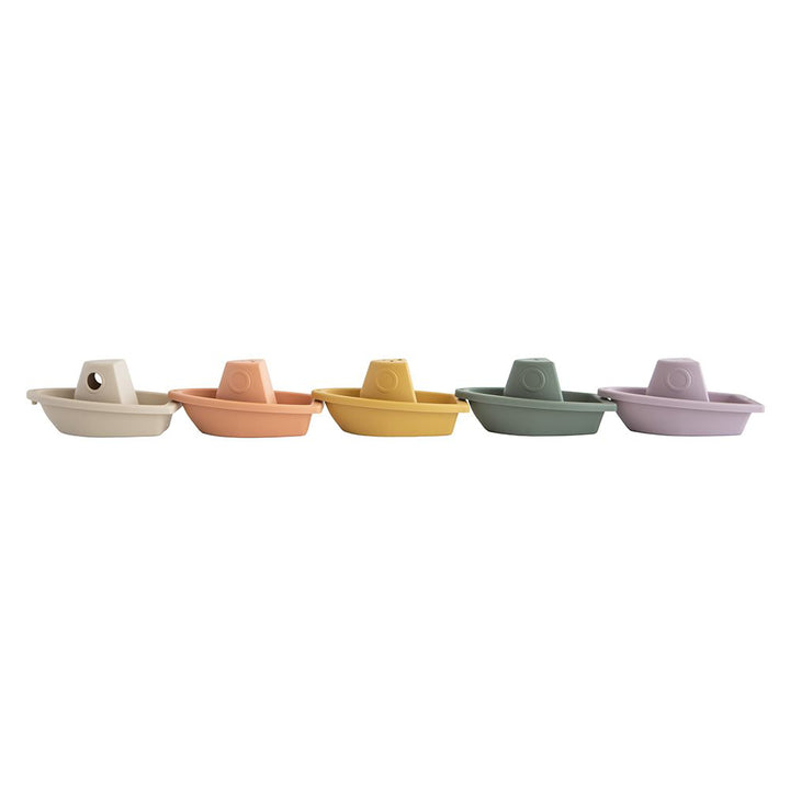 Mushie - Bath Play Set - Boats - Rustic - Mabel & Fox
