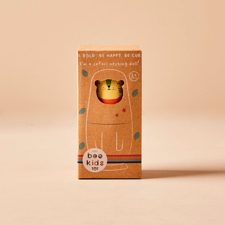 Just Bee Kids - Wooden Nesting Dolls -  Safari Animal