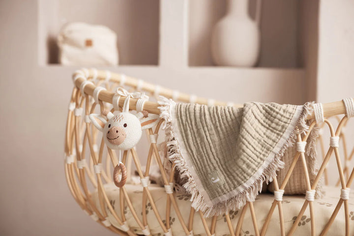 Jollein - Cradle Blanket - Fringe - Olive Green/Ivory - Mabel & Fox