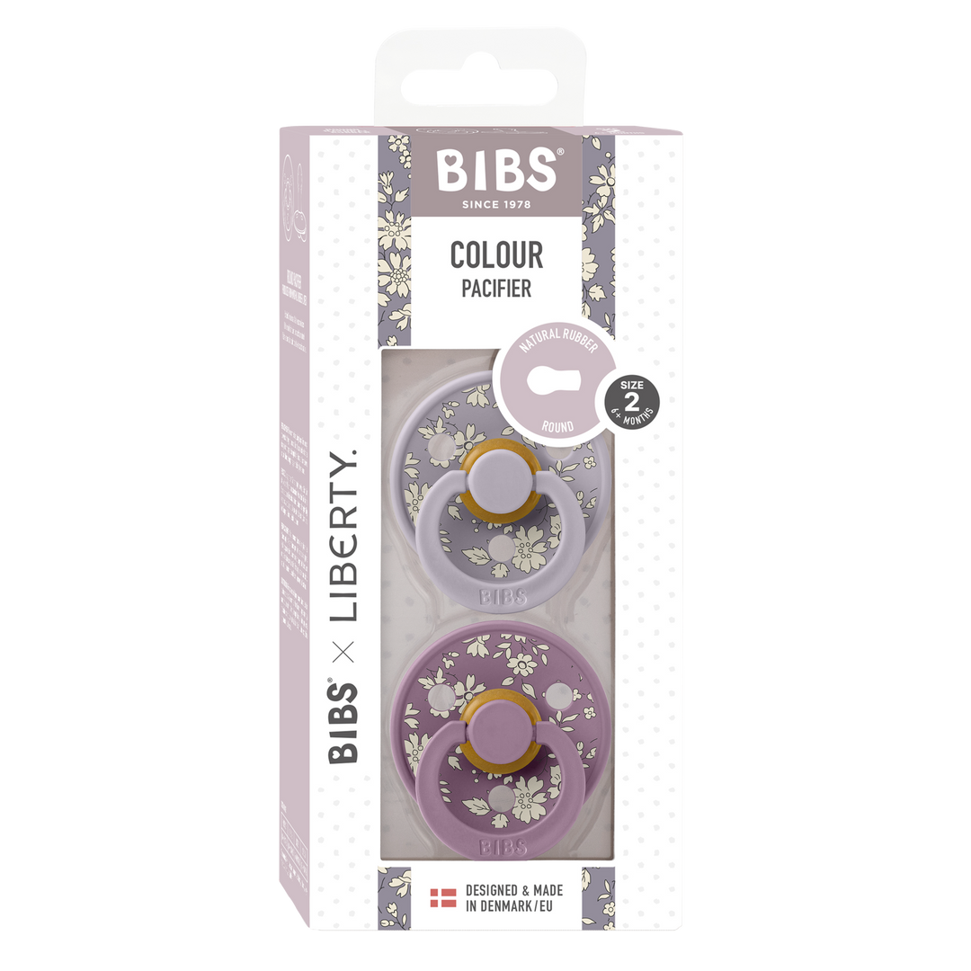 Bibs x Liberty - Colour Pacifier - Round Nipple - Capel Fossil Grey / Mauve - Mabel & Fox