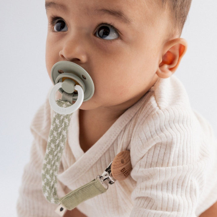 Bibs - Pacifier Clip - Sage/Ivory