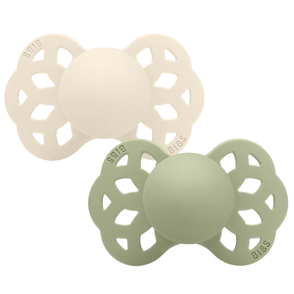 Bibs - Infinity Pacifier - Symmetrical Nipple - Ivory / Sage - Mabel & Fox