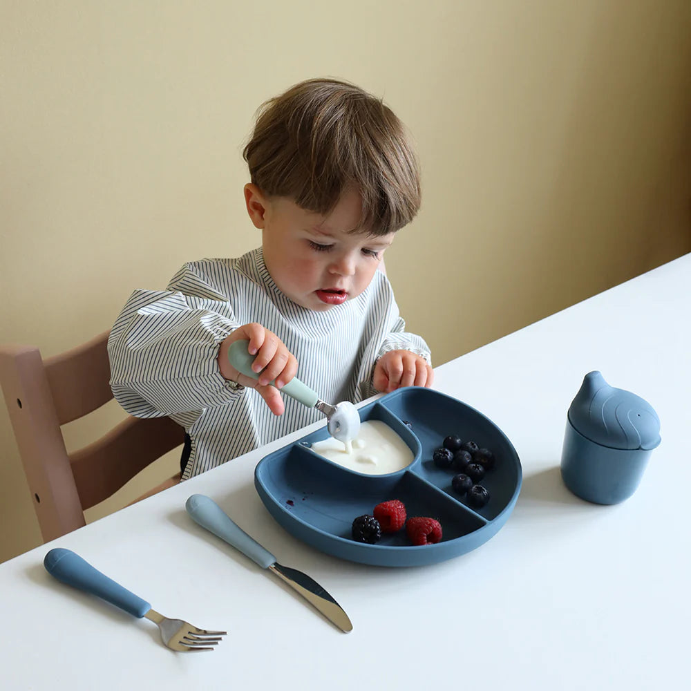 Cam Cam Copenhagen - Sleeved Bib - Classic Stripes Blue - Mabel & Fox