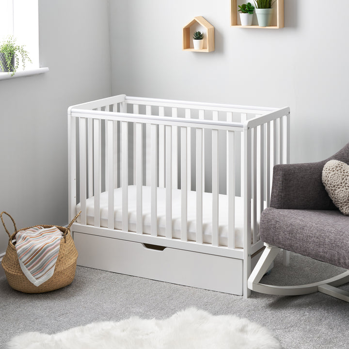 OBaby - Bantam Space Saver Cot & Under Drawer - White - Mabel & Fox