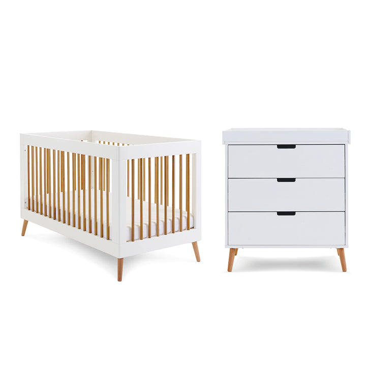 OBaby - Maya 2 Piece Room Set - White with Natural - Mabel & Fox