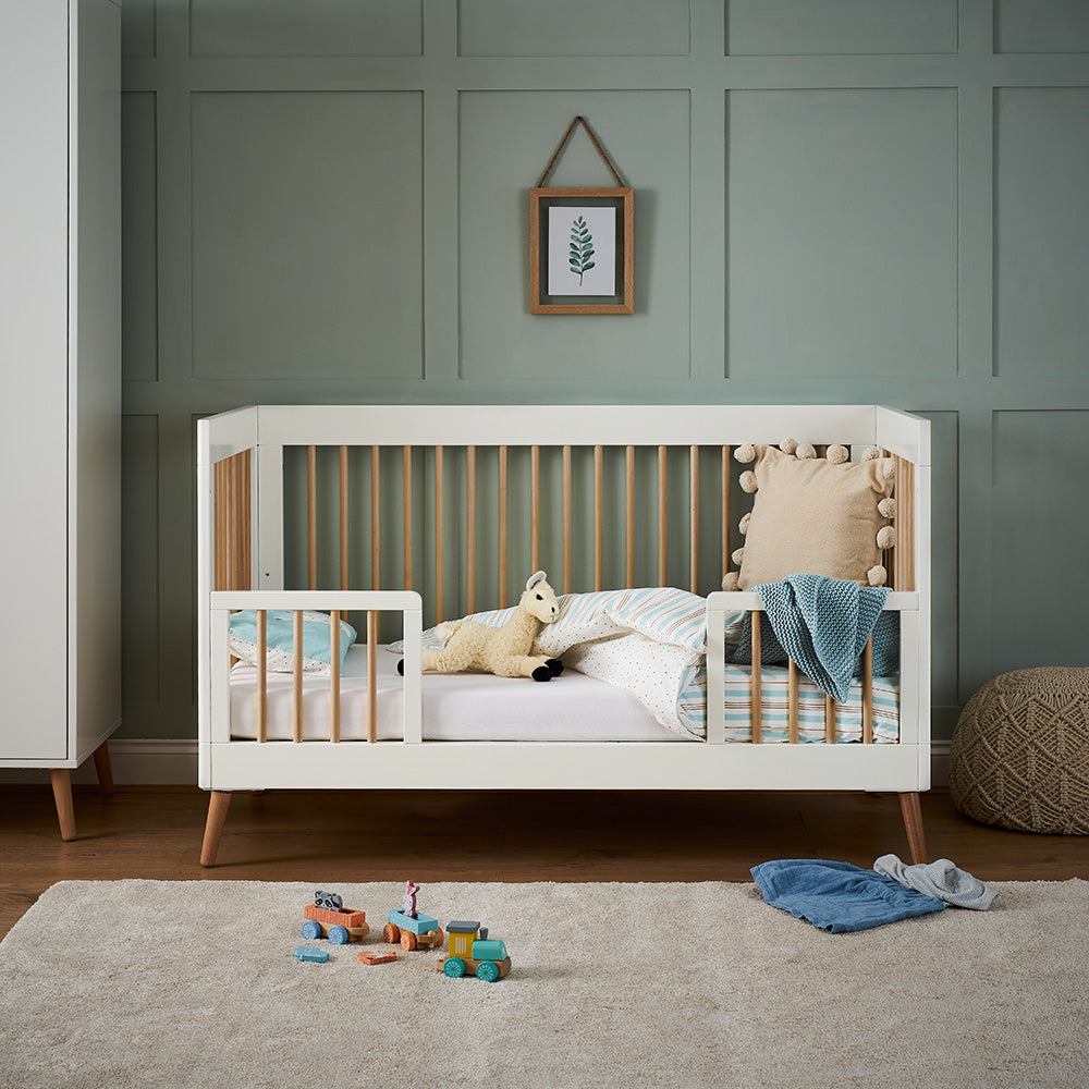OBaby - Maya Cot Bed - White with Natural - Mabel & Fox
