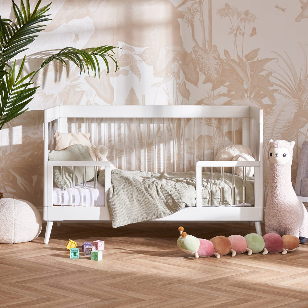 OBaby - Maya Cot Bed - White with Acrylic - Mabel & Fox