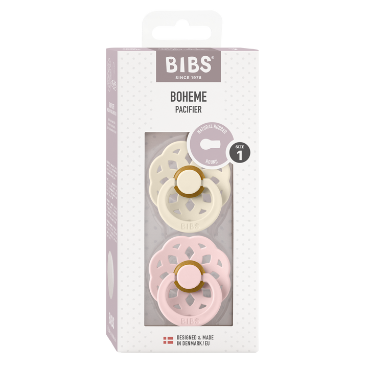 Bibs - Boheme Pacifier - Round Nipple - Ivory / Blossom - Mabel & Fox