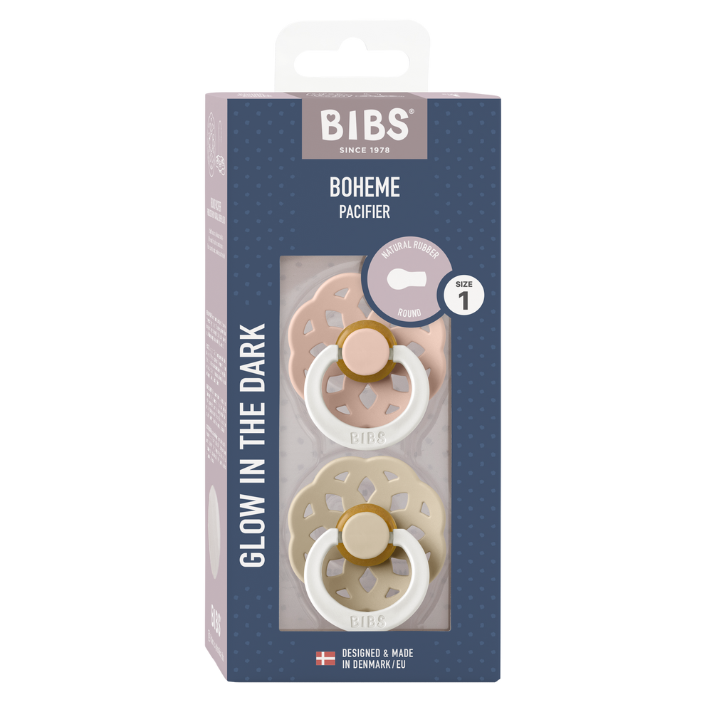 Bibs - Boheme Glow Pacifier - Round Nipple - Blush / Vanilla - Mabel & Fox