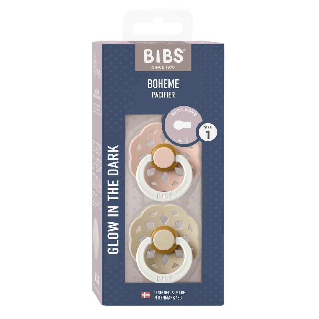 Bibs - Boheme Glow Pacifier - Round Nipple - Blush / Vanilla - Mabel & Fox