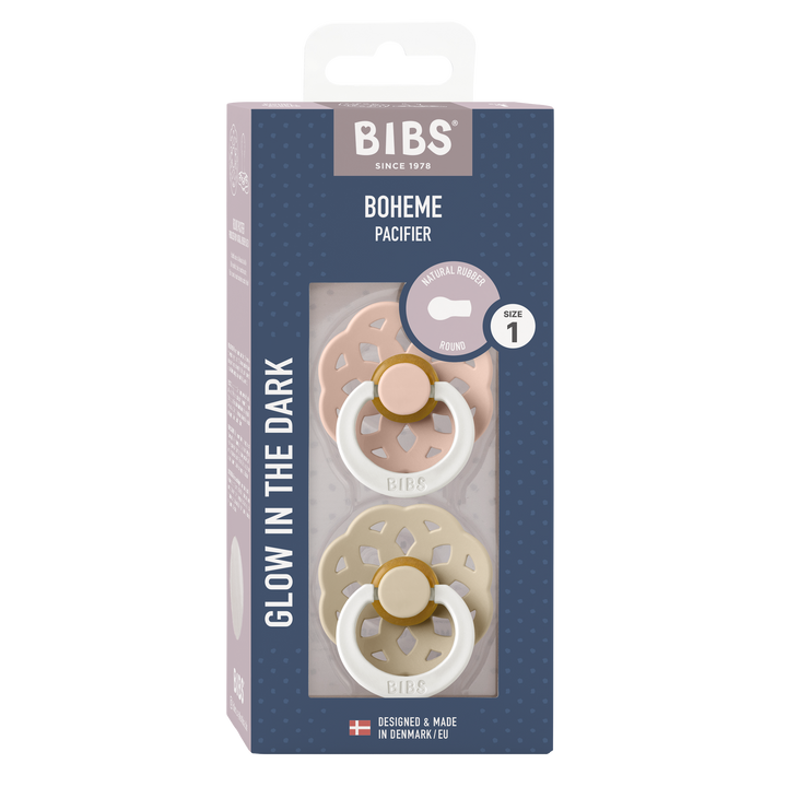 Bibs - Boheme Glow Pacifier - Round Nipple - Blush / Vanilla - Mabel & Fox