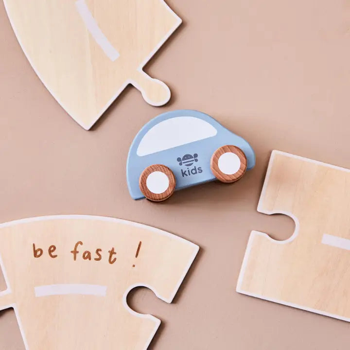 Just Bee Kids -  Wooden Road Track with Vehicles - Mabel & Fox