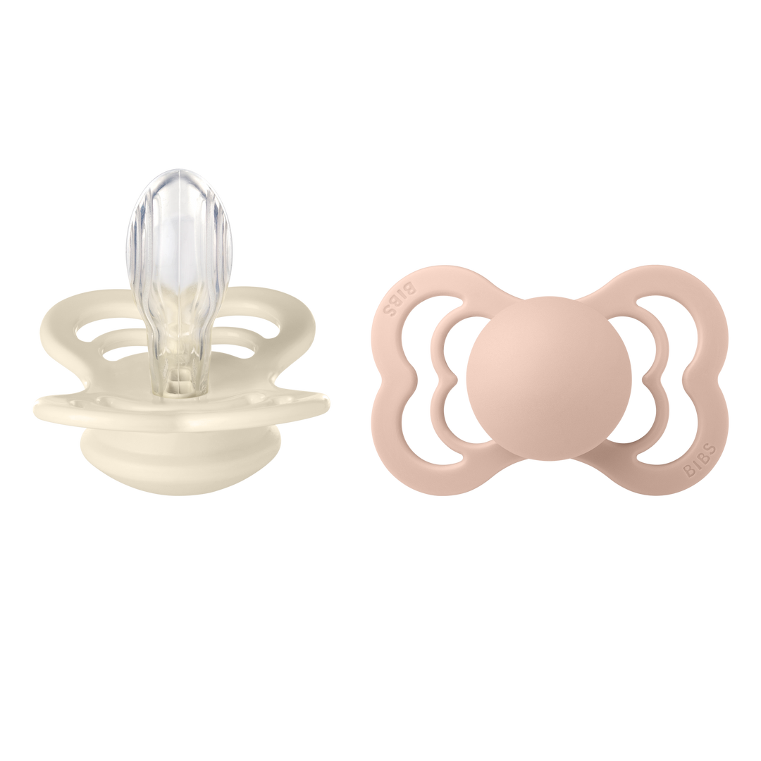 Bibs - Supreme Pacifier Silicone - Symmetrical Nipple - Ivory / Blush - Mabel & Fox