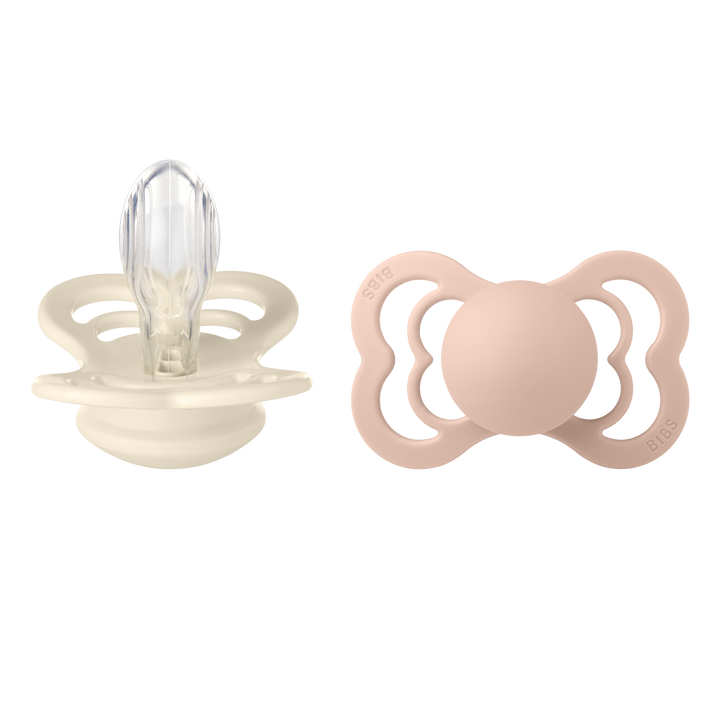 Bibs - Supreme Pacifier Silicone - Symmetrical Nipple - Ivory / Blush - Mabel & Fox