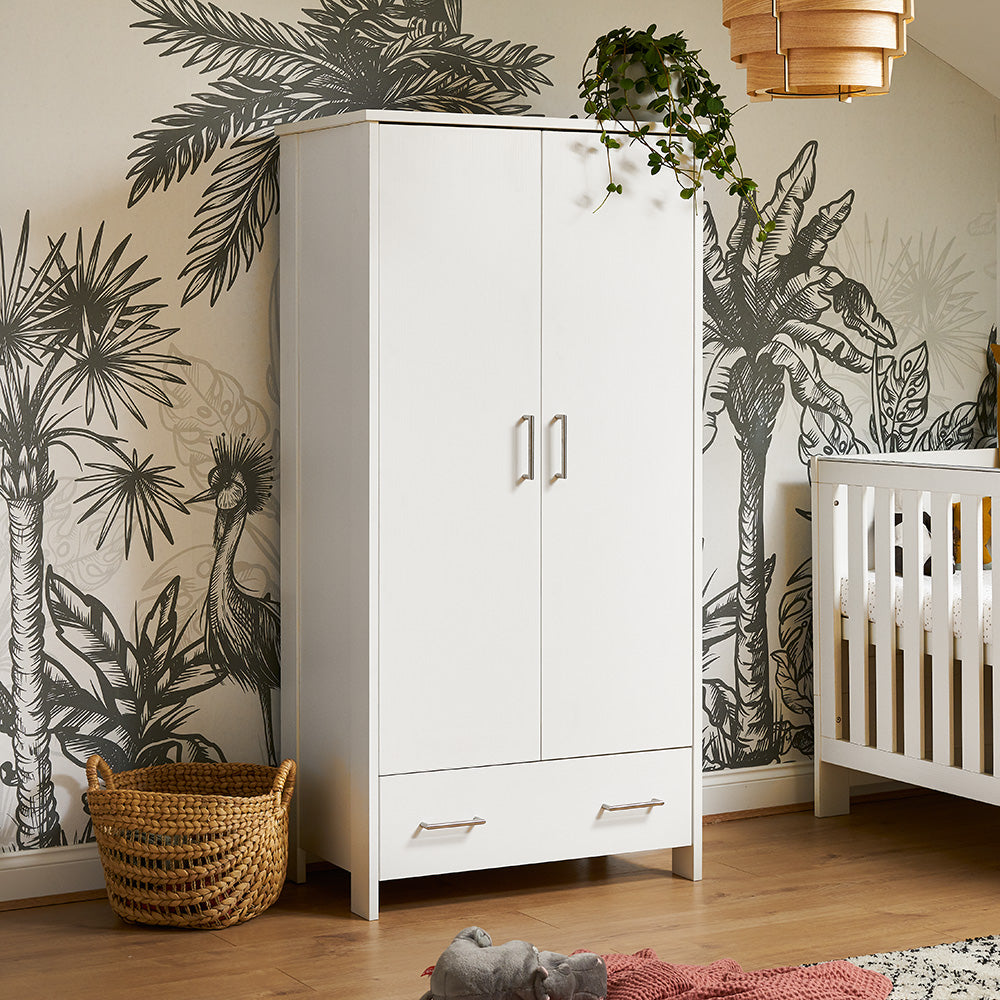 OBaby - Nika Double Wardrobe - White Wash - Mabel & Fox