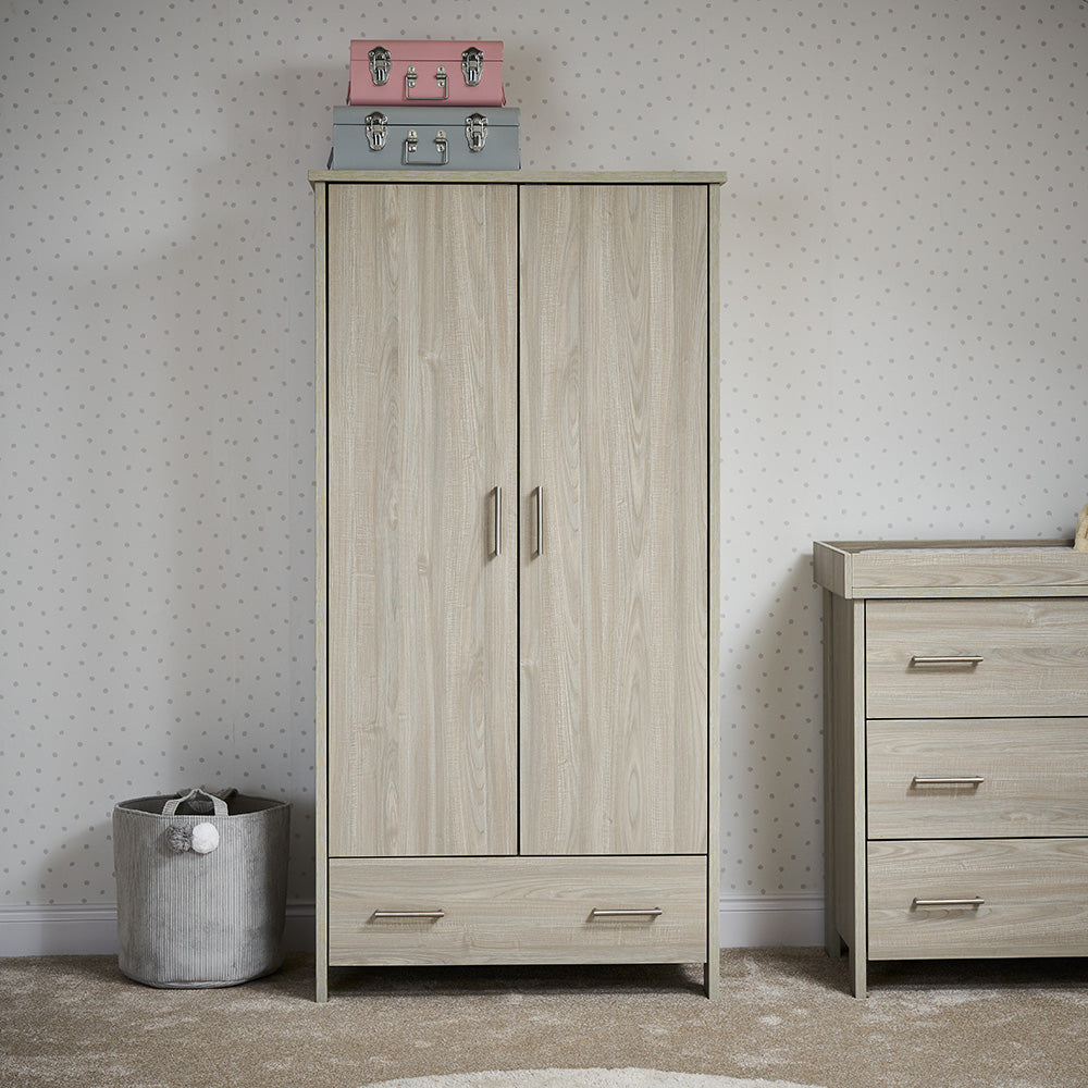 OBaby - Nika Double Wardrobe - Grey Wash - Mabel & Fox