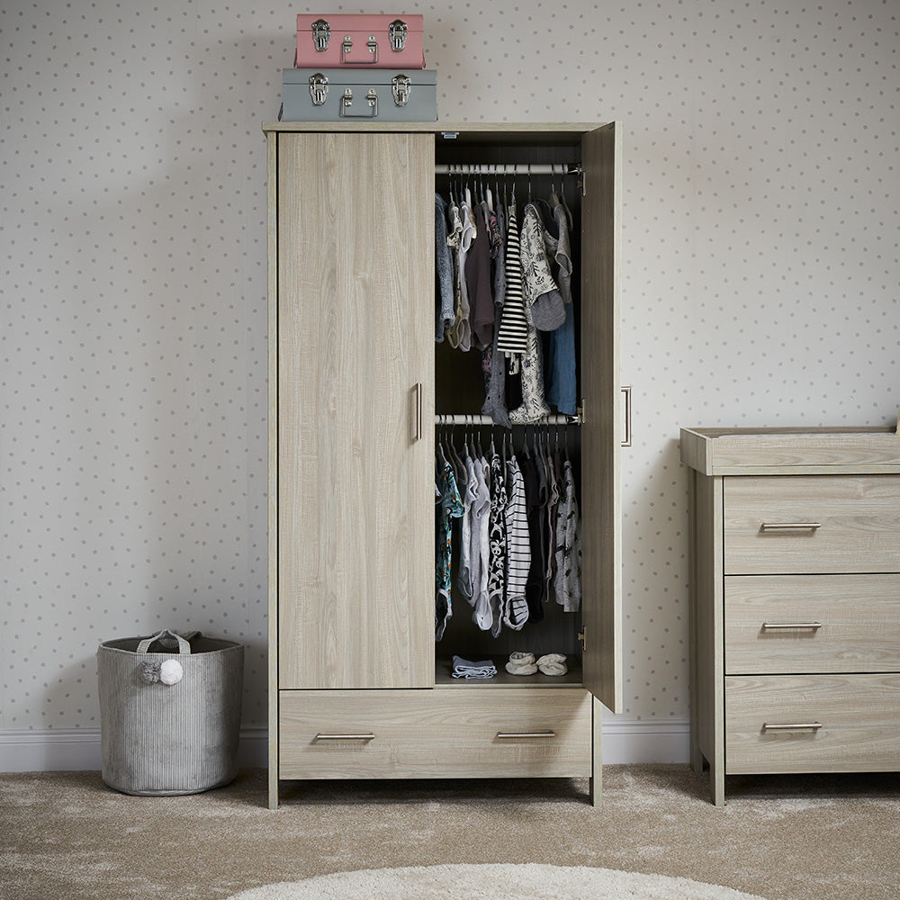 OBaby - Nika Double Wardrobe - Grey Wash - Mabel & Fox