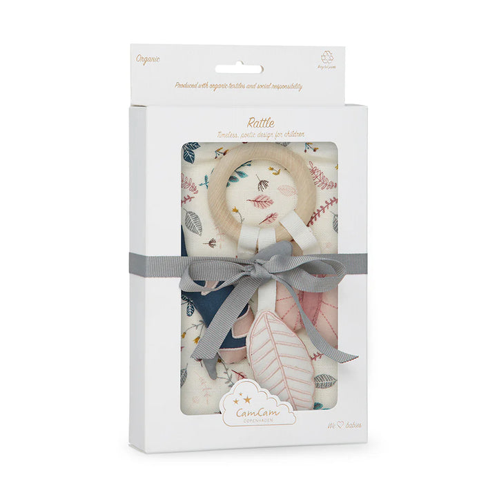 Cam Cam Copenhagen - Gift Box - Muslin Cloth and Activity Ring - Pressed Leaves Rose - Mabel & Fox