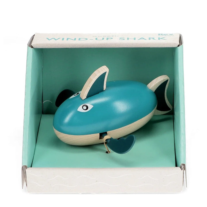 Rex London - Traditional Wooden Wind Up Bath Toy - Shark - Mabel & Fox