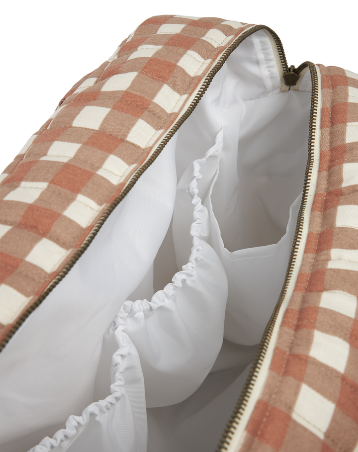 Nobodinoz- Hyde Park Waterproof Stroller Bag- Terracotta Checks - Mabel & Fox