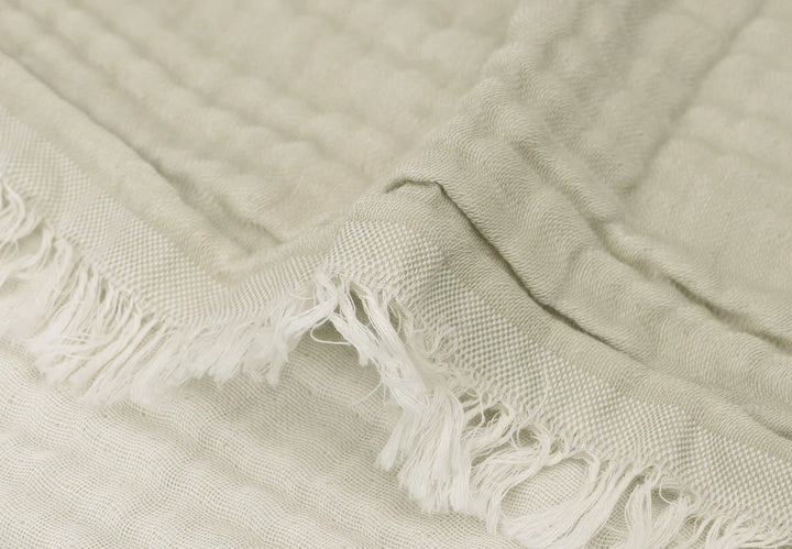 Jollein - Cradle Blanket - Fringe - Olive Green/Ivory - Mabel & Fox