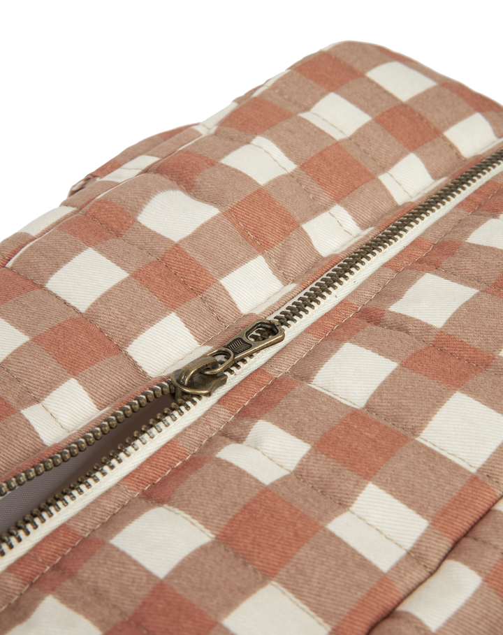 Nobodinoz- Hyde Park Waterproof Stroller Bag- Terracotta Checks - Mabel & Fox