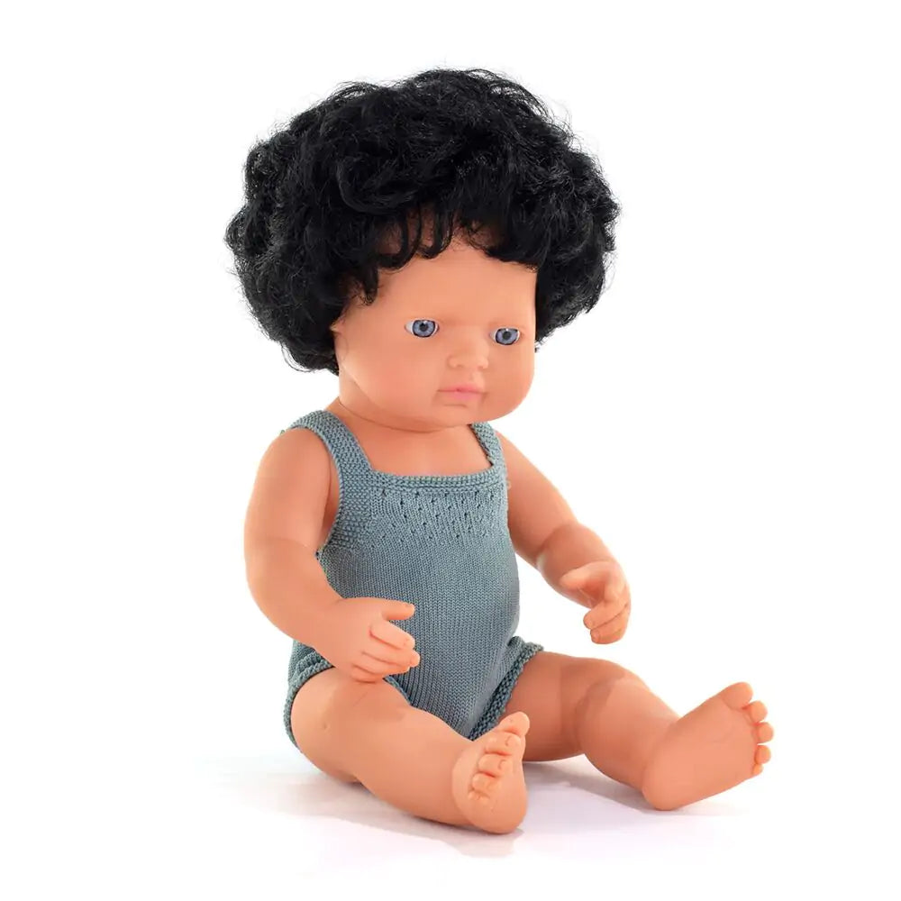 Miniland - Doll - Caucasian Curly Black Hair - Mabel & Fox