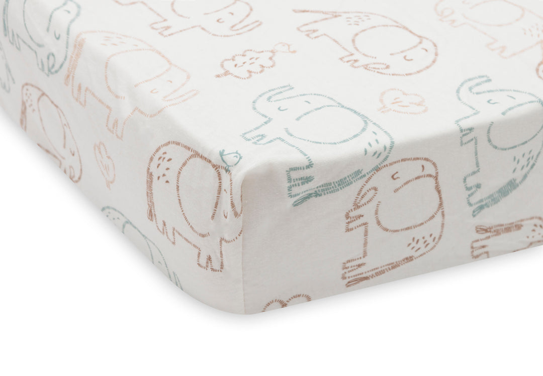 Jollein -  Fitted Sheet Jersey - 60 x 120cm -  Elephant Tales