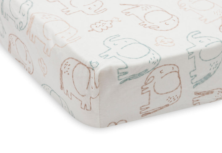 Jollein -  Fitted Sheet Jersey - 60 x 120cm -  Elephant Tales
