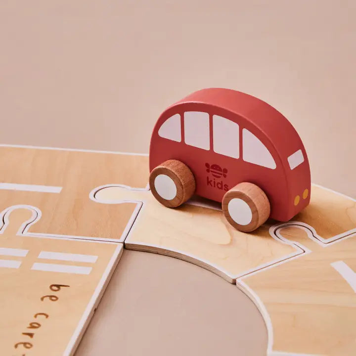 Just Bee Kids -  Wooden Road Track with Vehicles - Mabel & Fox