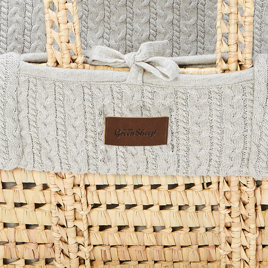 The Little Green Sheep - Moses Basket & Mattress - Knitted Dove