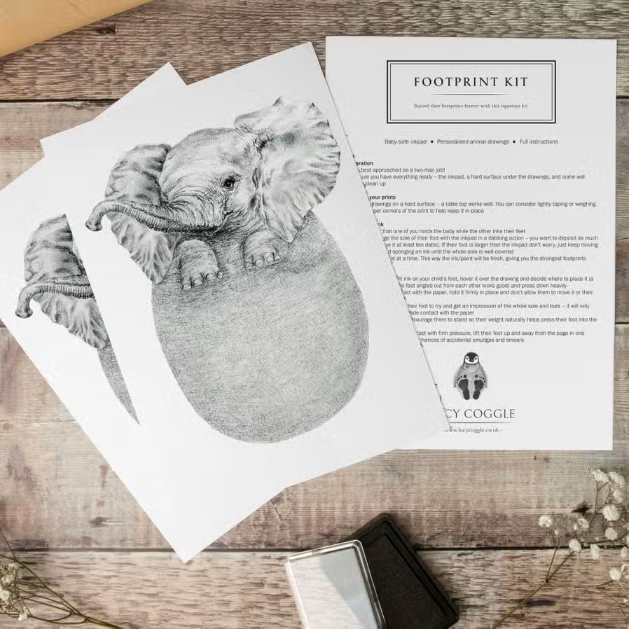 Lucy Coggle Designs - Baby Elephant Footprint Kit - Mabel & Fox