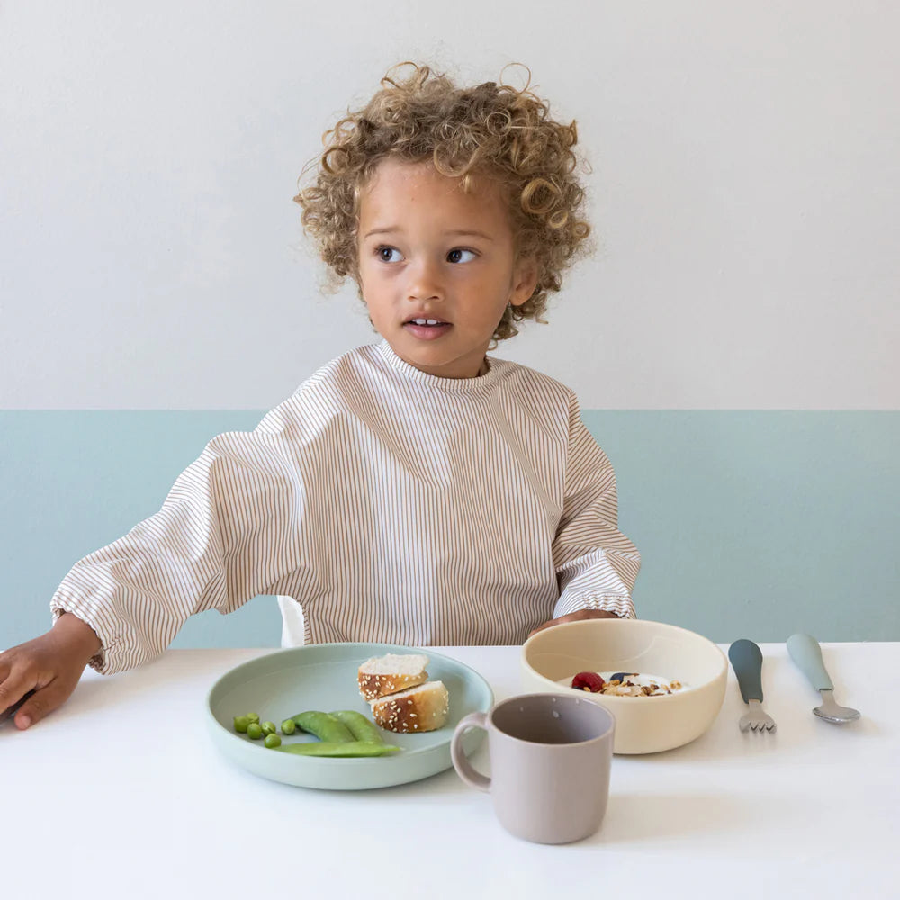 Cam Cam Copenhagen - Sleeved Bib -  Classic Stripes Camel - Mabel & Fox