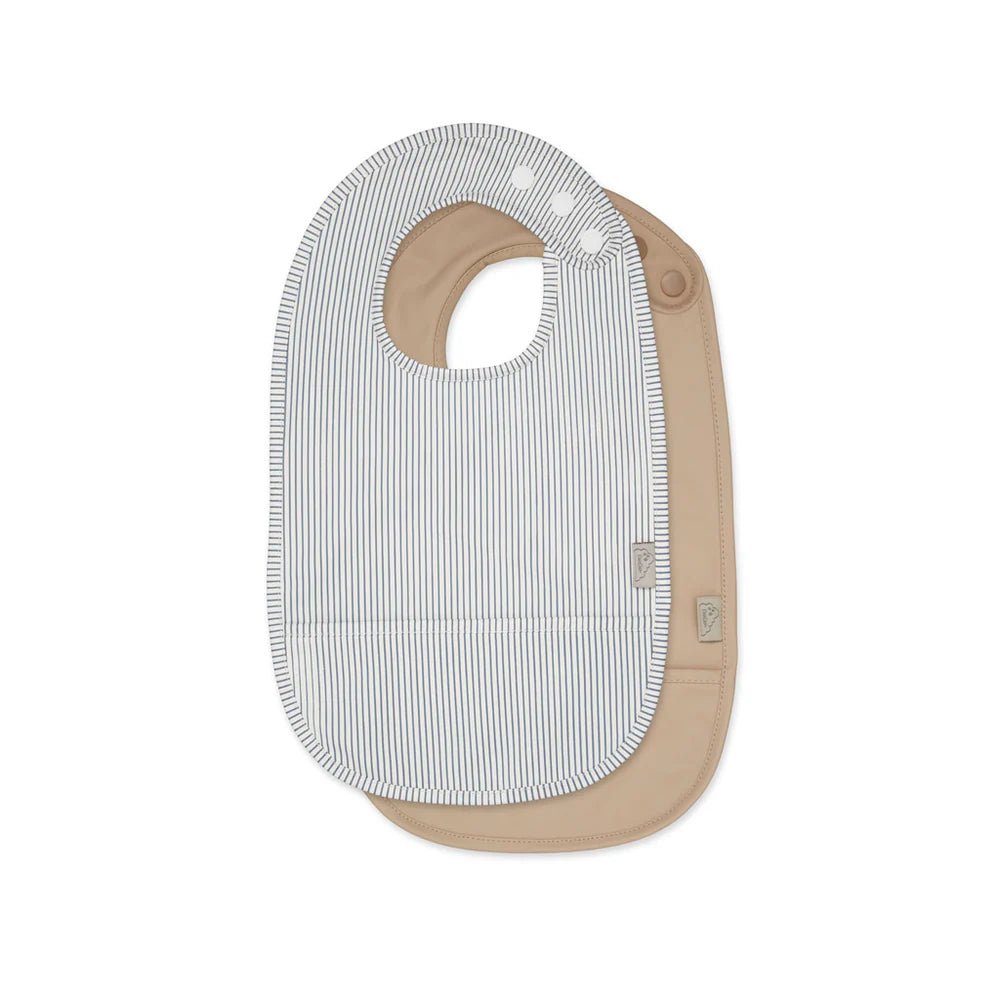 Cam Cam Copenhagen - Bib W/Pocket 2 Pack -  Classic Stripes Blue - Mabel & Fox