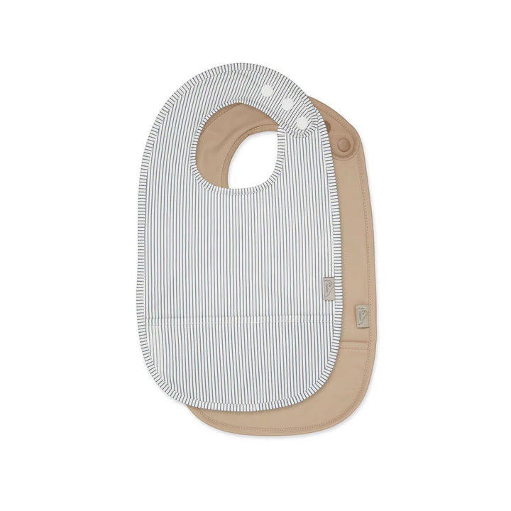 Cam Cam Copenhagen - Bib W/Pocket 2 Pack -  Classic Stripes Blue - Mabel & Fox