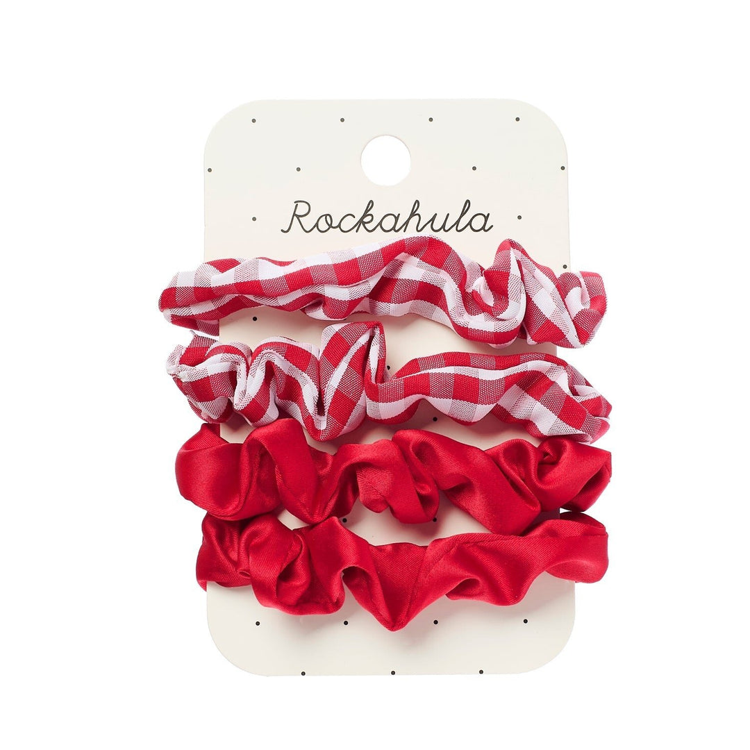 Rockahula - School Check & Satin Scrunchie Set - Red
