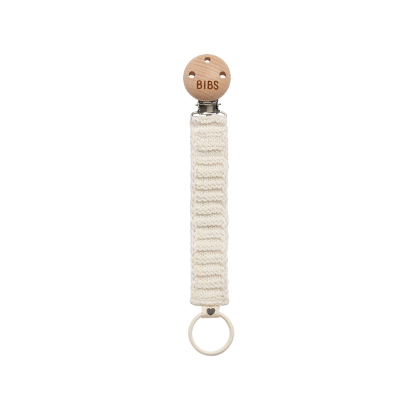 Bibs - Pacifier Clip - Knitted Ivory