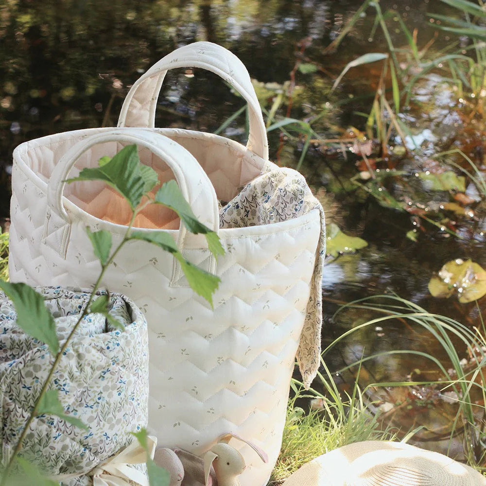 Avery Row - Large Quilted Storage Basket - Nettle Scatter - Mabel & Fox