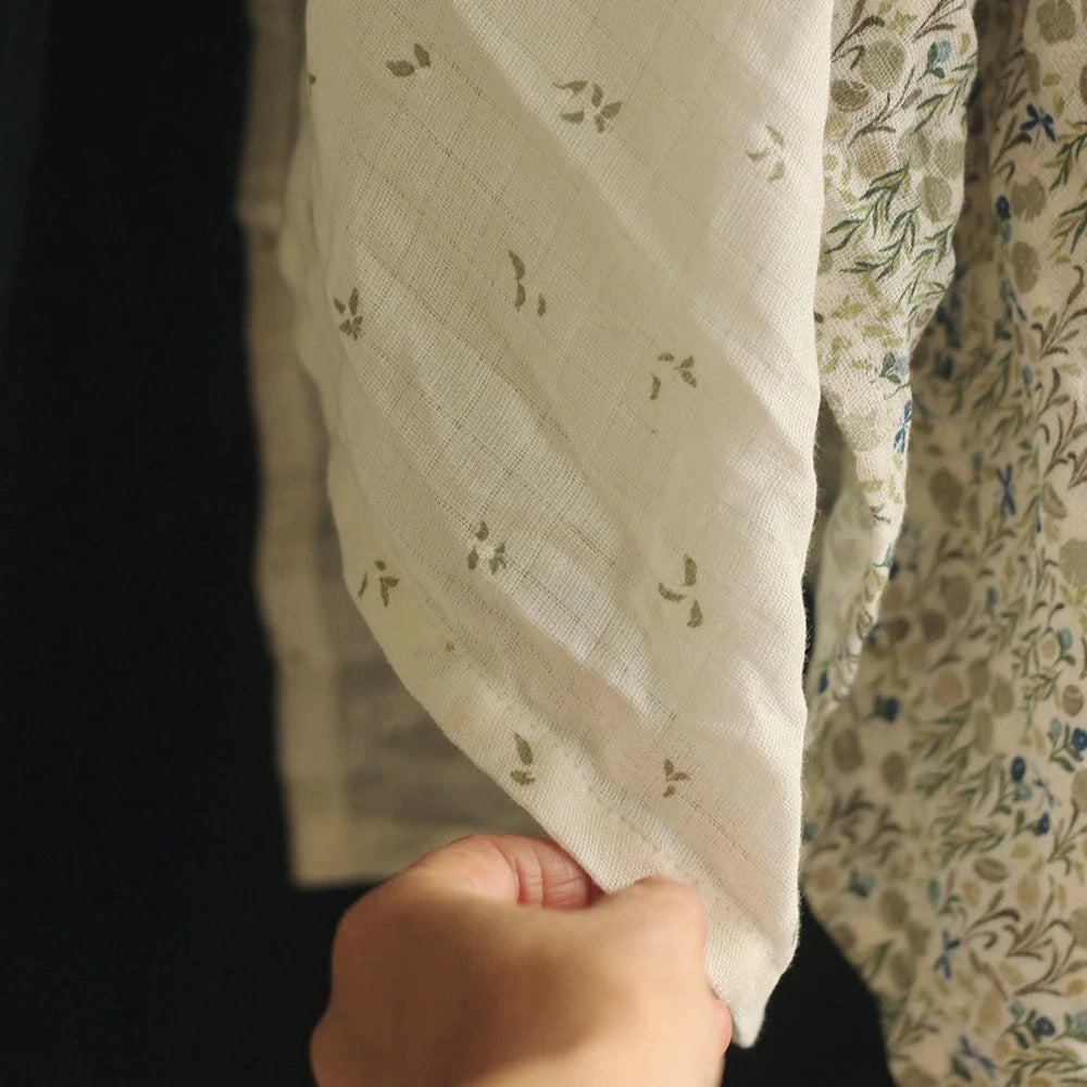 Avery Row - Organic Baby Large Muslin Swaddle - Nettle Scatter - Mabel & Fox