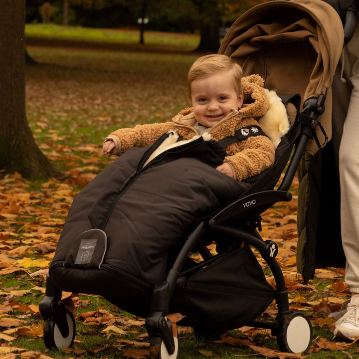 Naturally Sheepskins - Sheepskin Footmuff - Black - Mabel & Fox