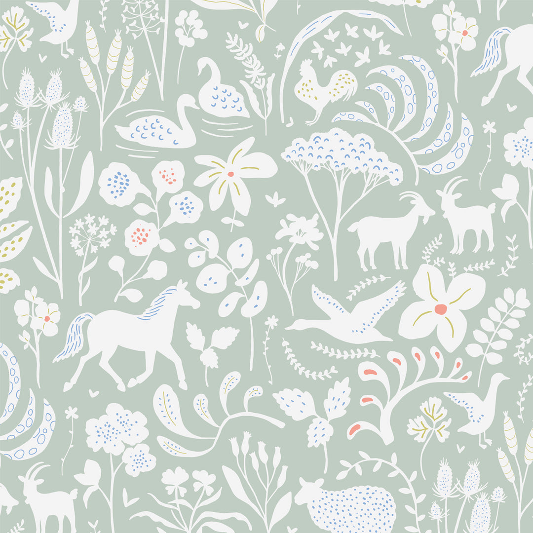 Minibeau - Wallpaper - Countryside Spring Sage