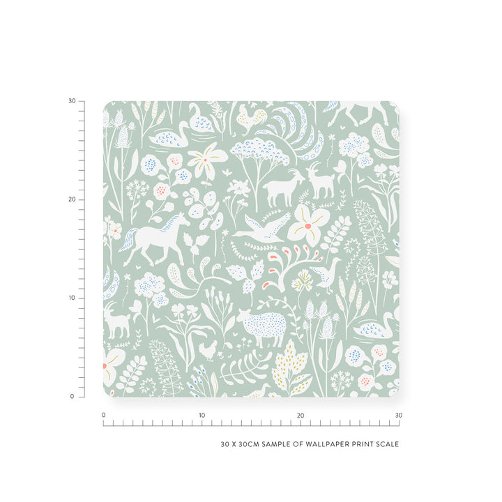 Minibeau - Wallpaper - Countryside Spring Sage