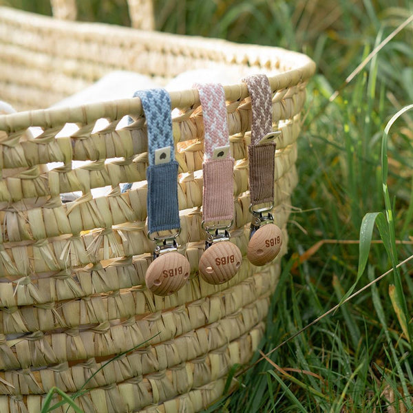 Bibs - Pacifier Clip - Blush/Ivory