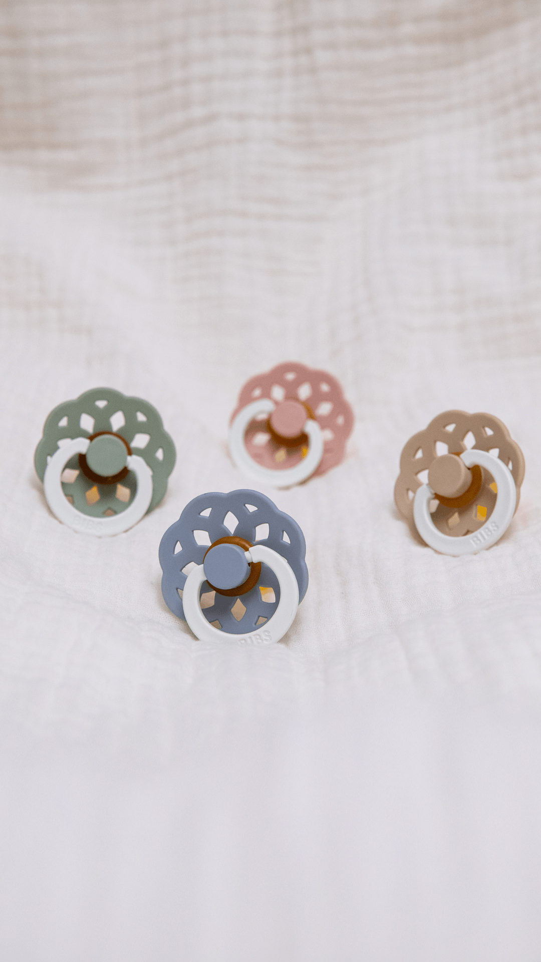 Bibs - Boheme Glow Pacifier - Round Nipple - Sage / Cloud - Mabel & Fox
