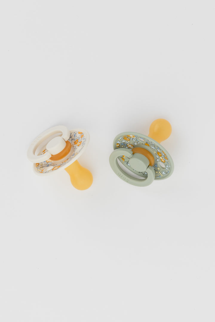 Bibs x Liberty - Colour Pacifier - Round Nipple - Eloise Ivory / Sage - Mabel & Fox