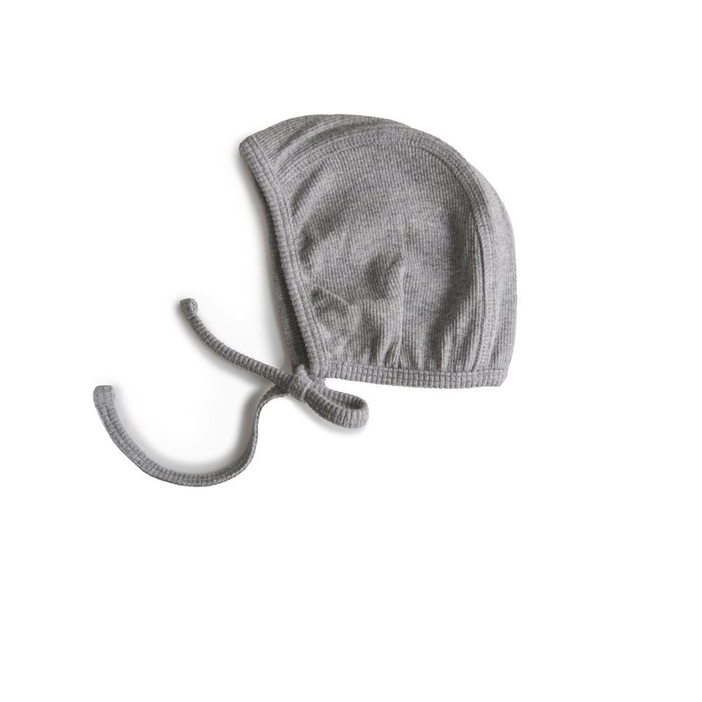 Mushie - Ribbed Baby Bonnet - Grey Melange - Mabel & Fox