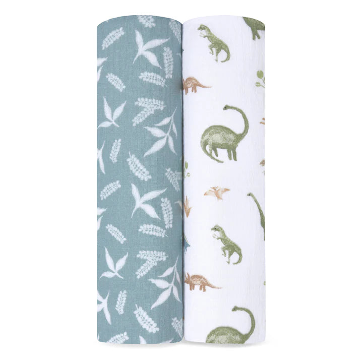 Aden Anais Muslin Swaddle Blankets Dino Jungle 2 Pack Mabel Fox