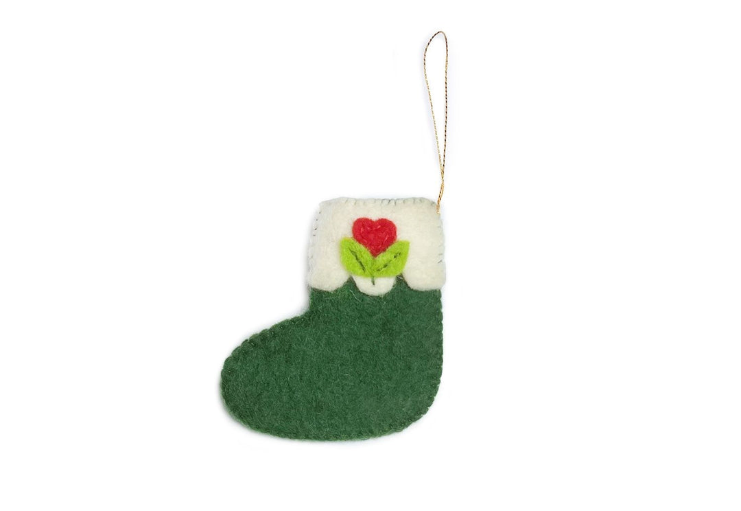 Gamcha - Handmade Christmas Decoration - Green Stocking