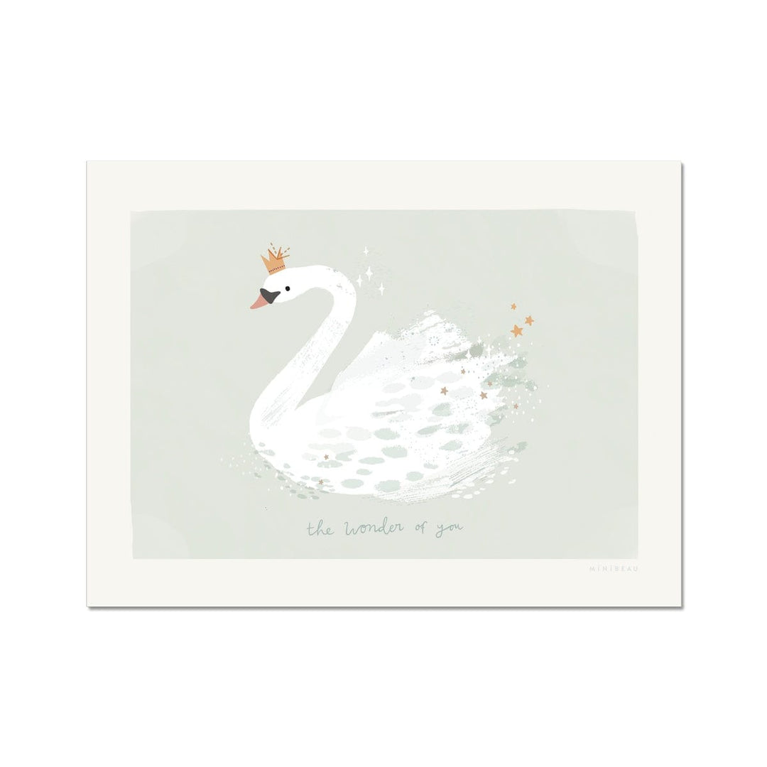 Minibeau - Art Print - The Wonder of You Swan - Soft Green