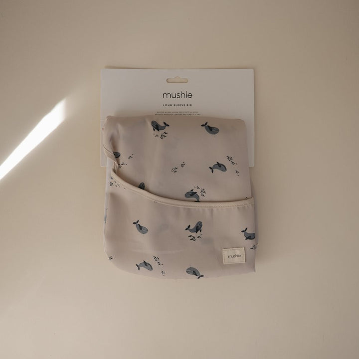 Mushie - Long Sleeve Bib - Whales - Mabel & Fox